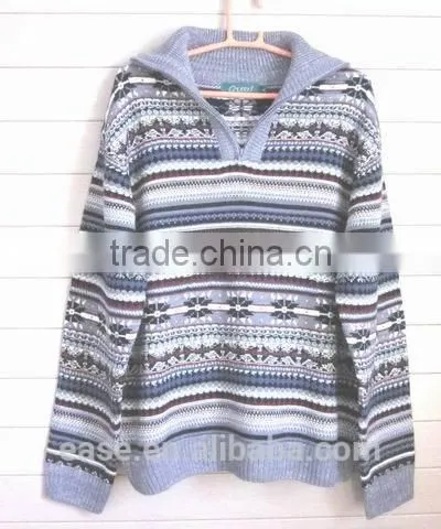 2016 New Design 100% Wool Shrug Men's Intarsia Heavy Winter Sweaters photo-3