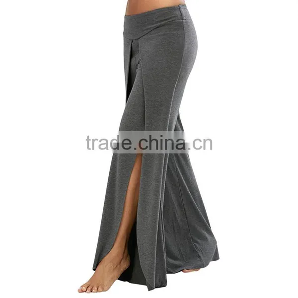 Yihao OEM Yoga Pants Ladies High Waist Yogo Sports Trousers Women Casual Wide Leg Pants Sweat Trousers photo-2