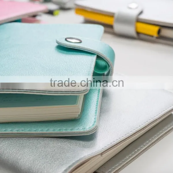 Metallic Color A6 Loose-leaf Planner Customizable Notebook Fashion Daily Notebook PU Cover With Metal Clip/clasp /pen Holder photo-3