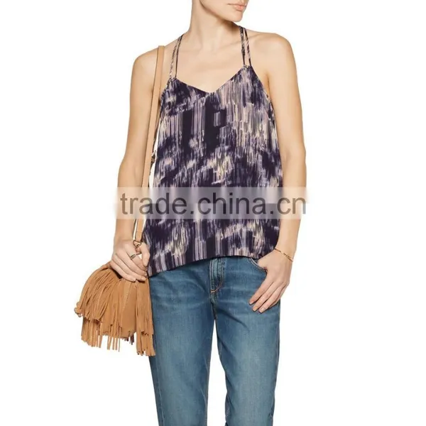 New Style Fashion Printing Chiffon Tank Sleeveless Strap Model