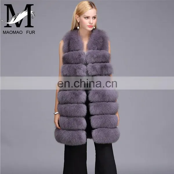Ladies Wholesale Women Real Fox Fur Sleeveless Long Vest photo-2