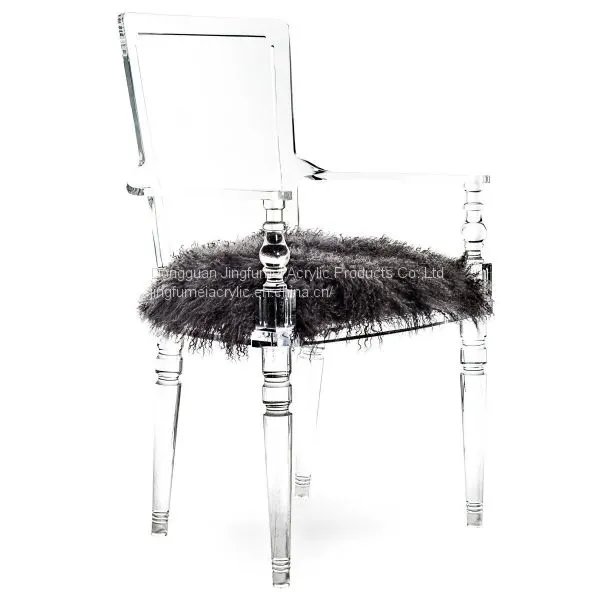 Luxury Dining Chair Modern Transparent Gaming Chair Acrylic Chiavari Chair With Fur Cushion