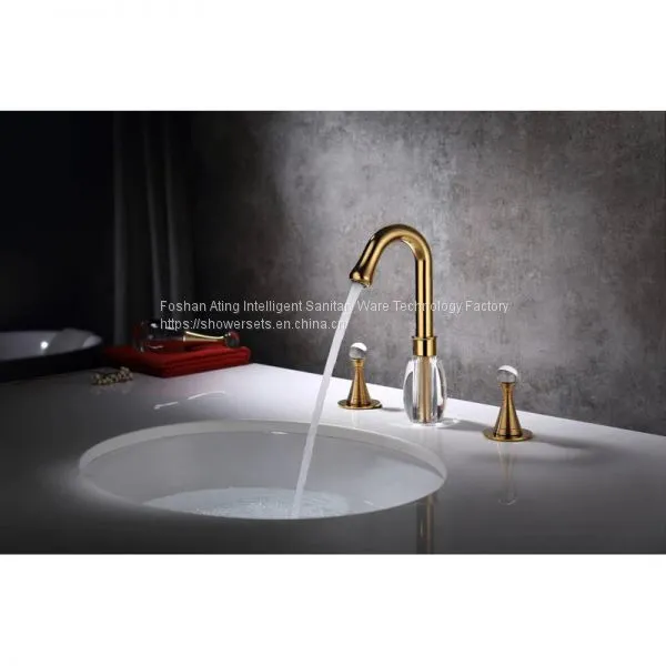 Brass Bathroom Faucet Industrial Style Golden Colour Cold Hot Water Wholesale