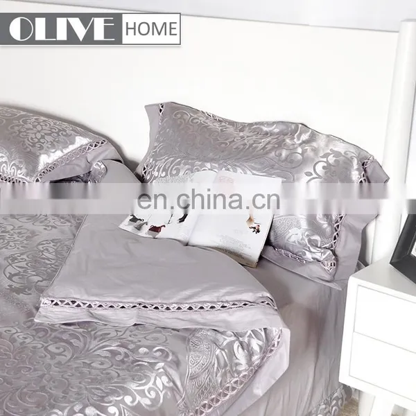 Made In China Home Textile New Luxury Pure Cotton 4 PCS Quilt Set Bed Sheet Cover Sets Jacquard Comforter Lace Bedding Set photo-3