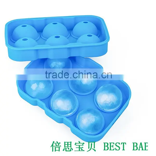 2017 Quality 6 Cavity Ball Shape Silicone Ice Cube Tray / Silicone Ball SNew Highhape Ice Cube Tray Mold/Silicon Ice Ball Mould photo-2