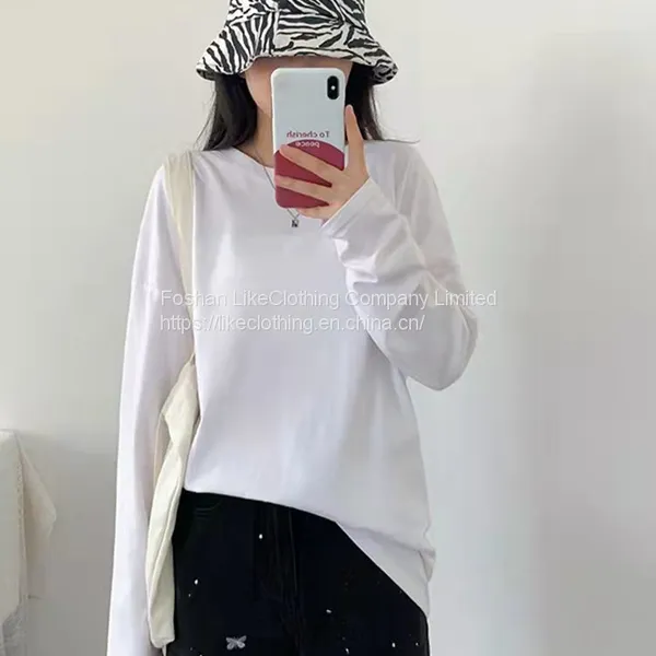 Pure Cotton Long Sleeve White T-shirt Women Spring and Autumn 2021 New Loose With a Long Bottom Cover Top