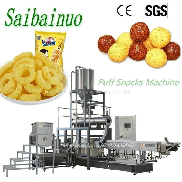 CE Certificate Automatic Industrial Twin Screw Extruded Corn puff snacks machine