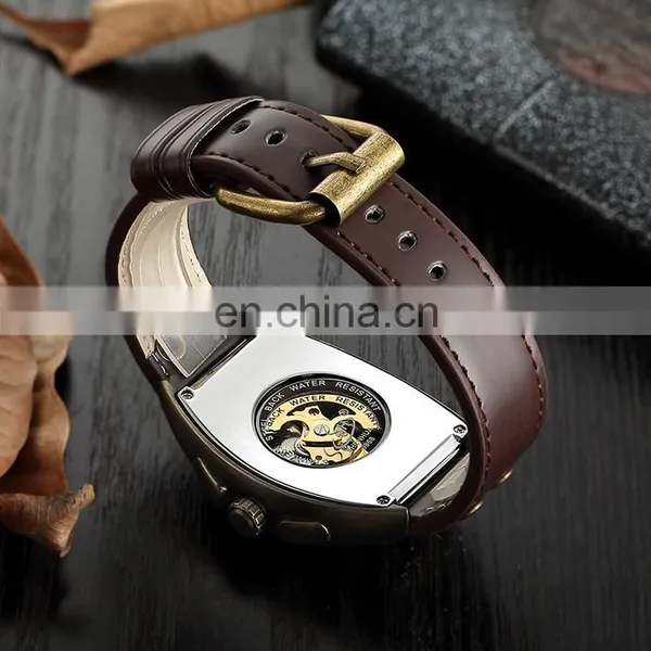 SHENHUA 9868 Simple Sports Automatic Mechanical Watch Leather Strap Analog Display Luxury Watches Men photo-5