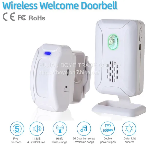 113dB Plug In 110-240v Receiver Wireless Doorbell Multiple Receivers Pir Battery Operated Motion Sensor Detector Alarm