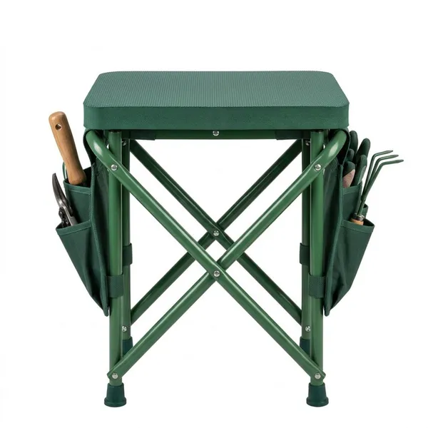 Lightweight Foldable Steel Frame EVA Cushion Portable Dual Purpose Kneeling Pad Stool With Side Pouch Garden Work Kneeler photo-5