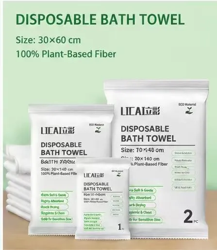 Disposable Bath Towel Set, Individually Wrapped Travel Towels, Large Size Thick & Highly Absorbent Shower Towels for Personal Care