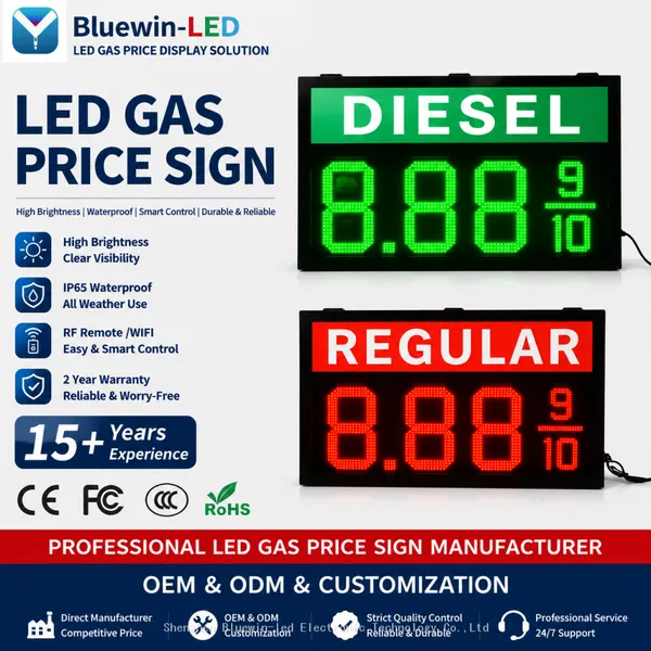 Neues rot-grünes 12-Zoll-LED-Preisanzeigetafel für Tankstellen