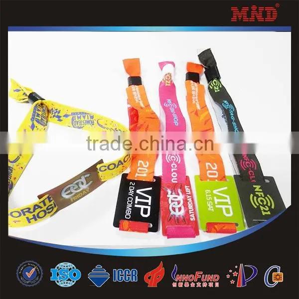 MDW203 350*15mm Custom Rfid Woven Wristband/professional Festival Fabric Rfid Bracelet Ntag216 Chip/fabric Rfid Wristband