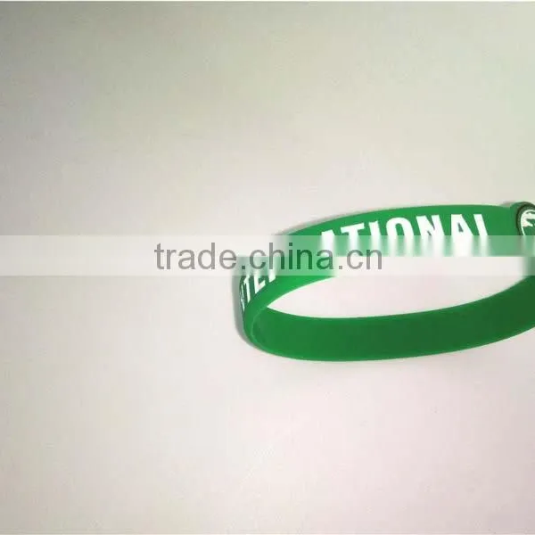 Novelty Style Green Silicone Bracelet Rubber Snap Slap Wristband Producer photo-4