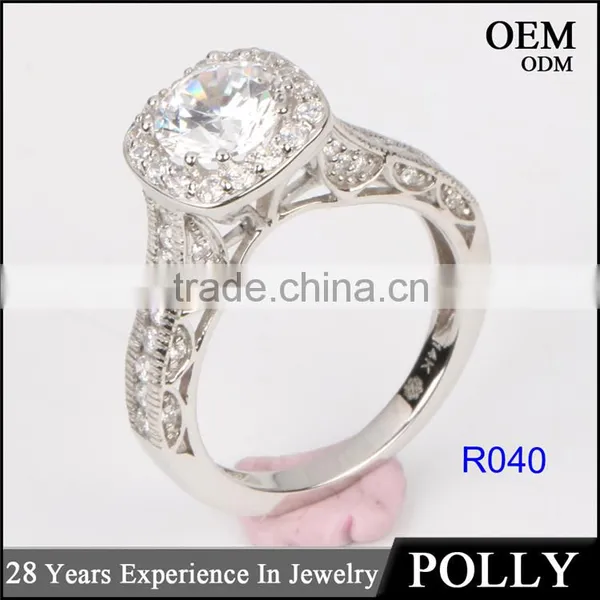 China Solid Jewellry Factory Price 14K Rose Gold White AAAAA CZ Ring Engagement Ring photo-4
