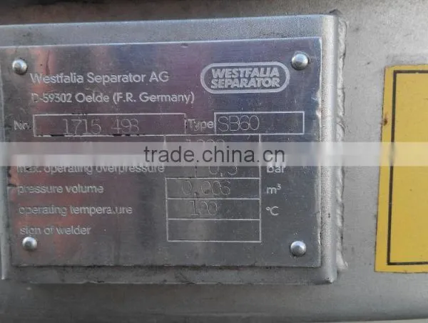 Used Second-hand Westfalia Disc Separator SB60 photo-4