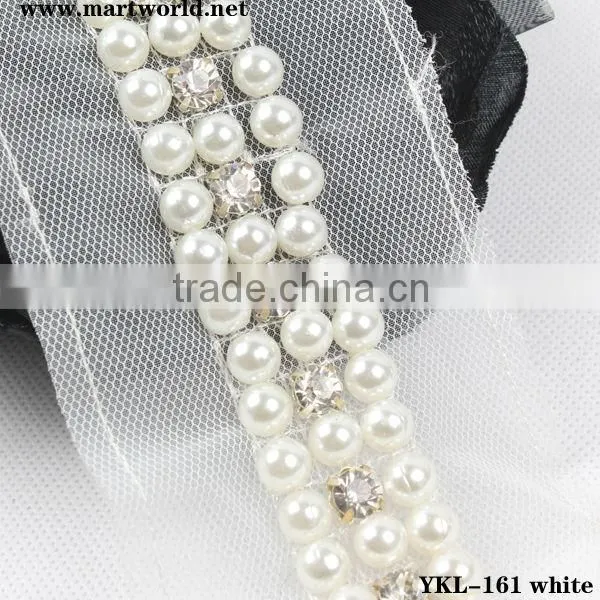 White Pearl and Rhinestone Embellishment Trim(YKL-161 White)