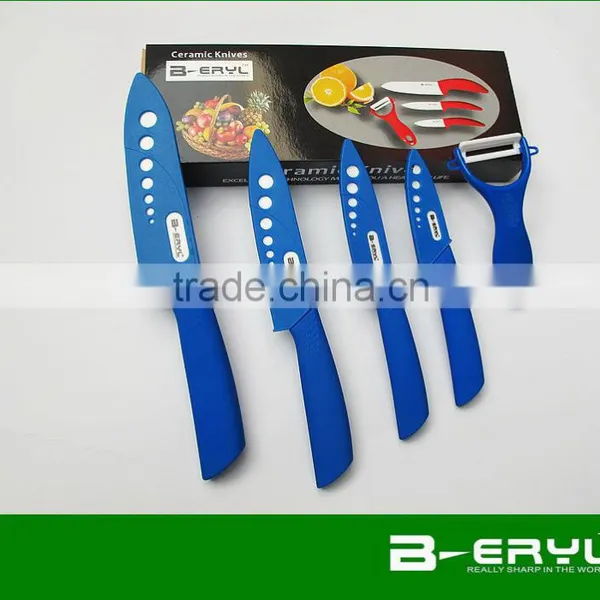 BERYL 5pcs Set , 3456 Kitchen Knives+peeler+color Box,Ceramic Knife Sets 4 Colors Straight Handle,White Blade photo-3