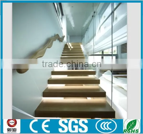 Portable Glass Wood Floating Stairs, Metal Staircase , --YUDI photo-3
