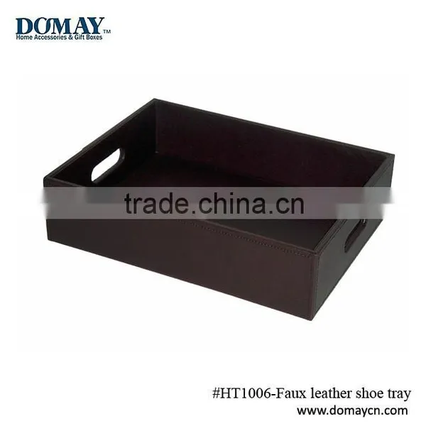 Decoractive PU Leather Hotel Guest Room Shoe Tray
