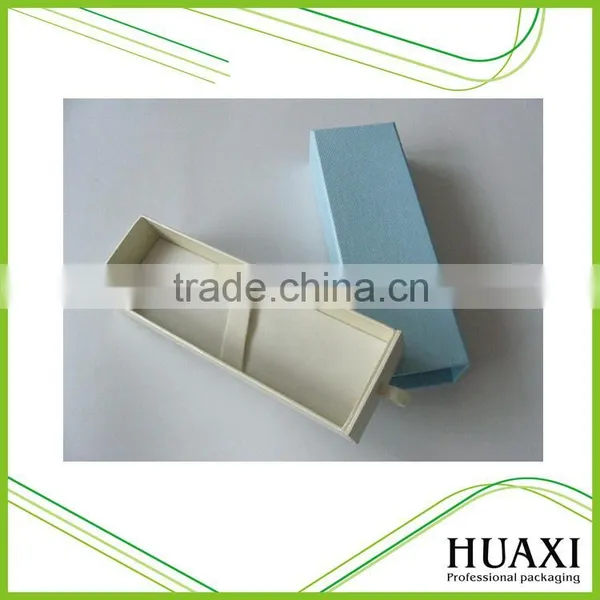Hot Sale Light Blue Slide Paper Drawer Box Jewelry Necklace Boxes photo-2