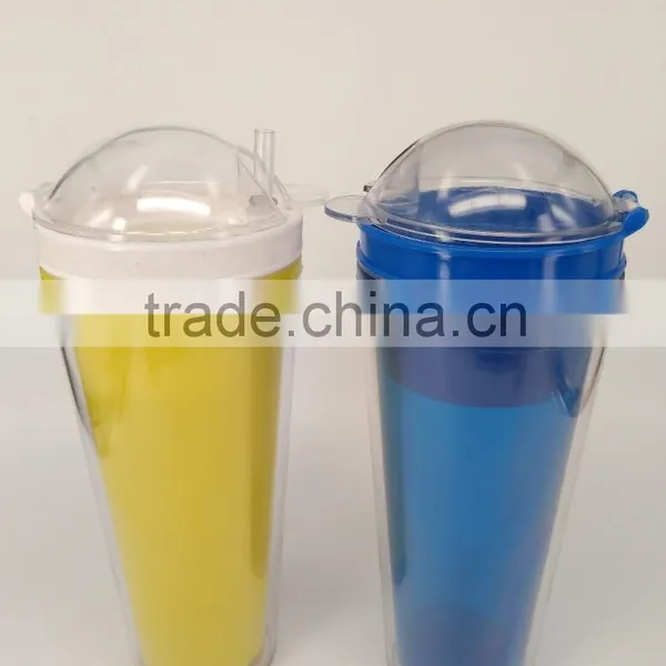 Double Wall Tumbler With Straw JUICE ICED COFFEE PLASTIC CUP With Lids Wholesale