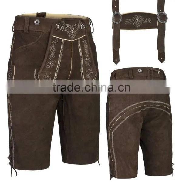 Trachten Lederhosen Short Schwarz With Embroidery photo-2