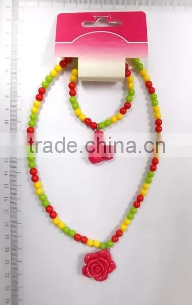 Lovely Children Multicolor Beaded Necklace Bracelet Set With Cartoon Images Pendant photo-2
