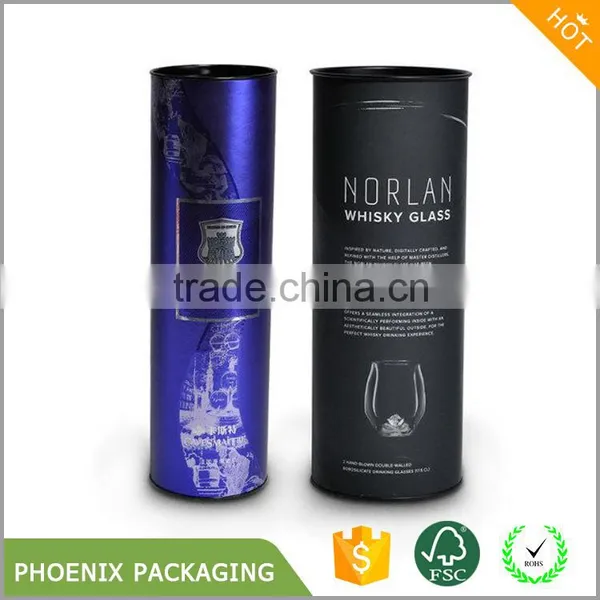 Personalized Round Tube Cylinder Paper Wine Gift Box