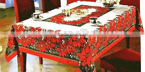 Transfer Print Christmas Design 100% Polester Table Cloth From Manufacturer photo-5