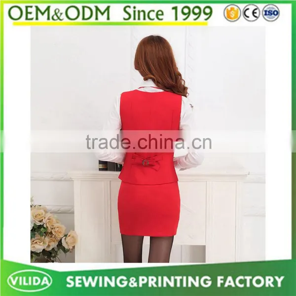 Fashionable High Quality Office Ladies Woolen Slim Fit Formal Suit Vest And Skirt Suits photo-3
