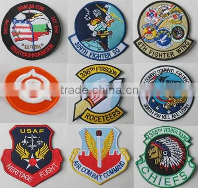 custom military iron on patches/ embroidery sport team logo patches