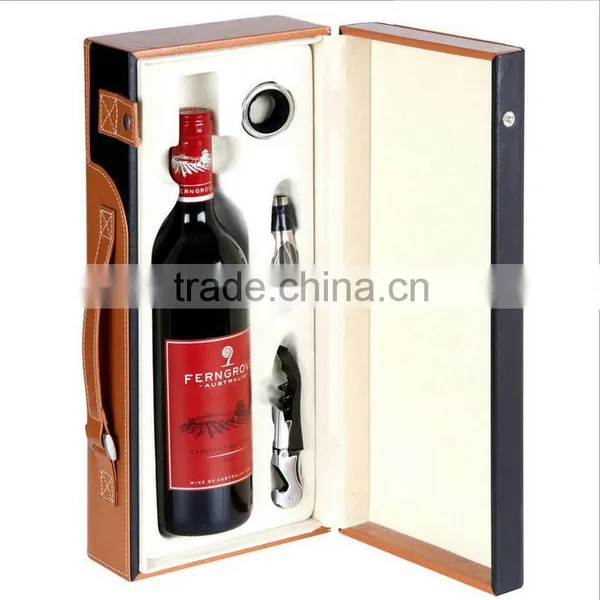 Chinese Factories Wholesale Custom PU Leather Single Bottled Wine Box, Black Beautiful Gift Box photo-3