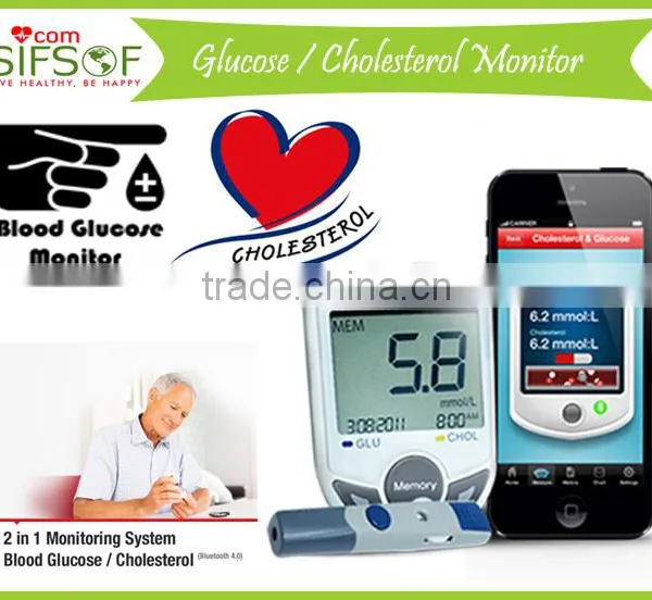 SIFGLUCO-3.1 Blood Glucose Cholesterol Monitor, Glucometer Test Strip, Bluetooth Glucose Meter