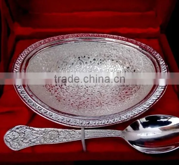 Corporate and Promotional Gift, Wedding and Return Gift Silver Plated Bowl With Spoon photo-2