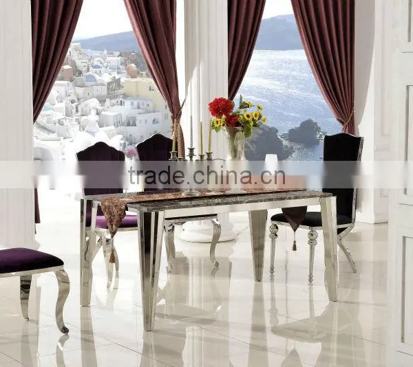 TH383 Stainless Steel Tempered Glass Modern Dining Table photo-5