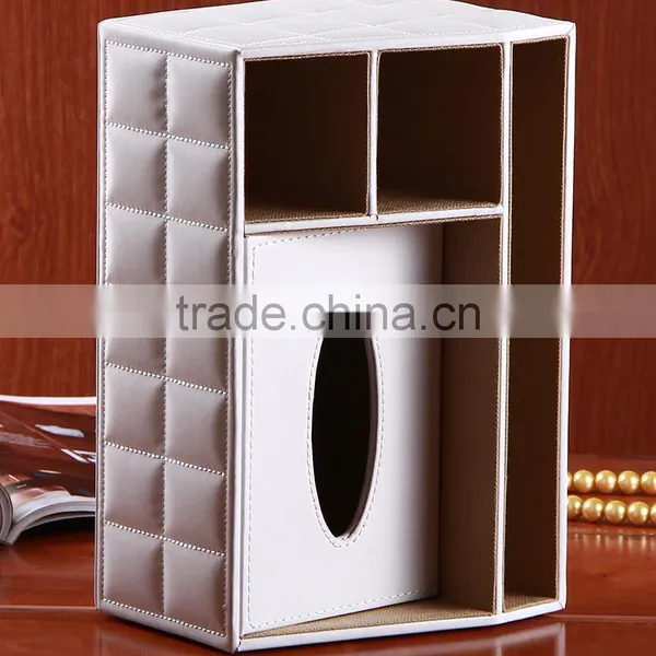 Quality PU Leather Multifunctional Desktop Storage Tissue Box photo-3