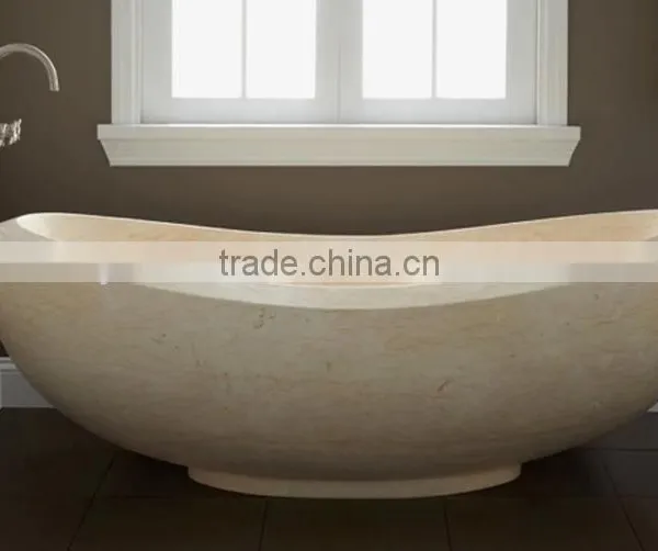 Half Hand Carved Freestanding Stone Bathtub photo-6