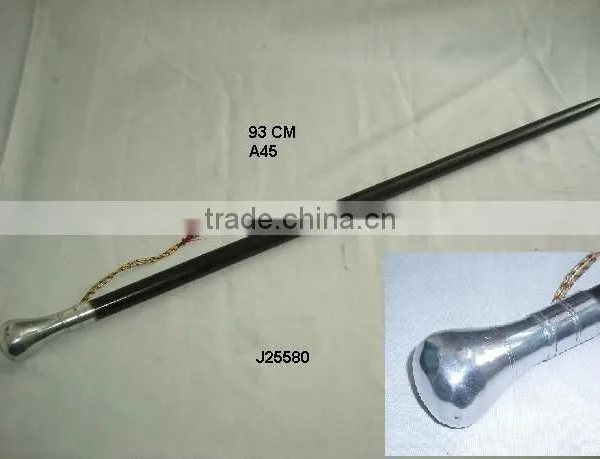 Aluminum Handle Wooden Walking Stick
