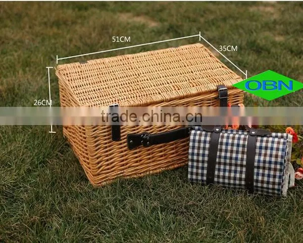 Rattan Material 4 Person Hand Woven Wicker Picnic Basket for Sale photo-3