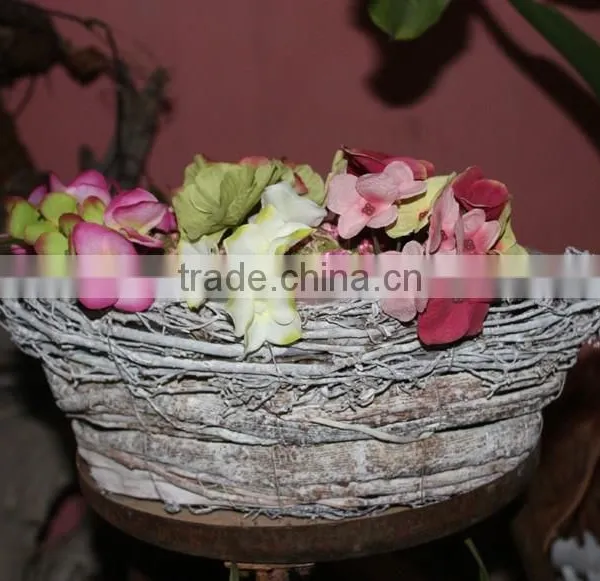 12" Spring White Rattan Flower Pot for Garden photo-3