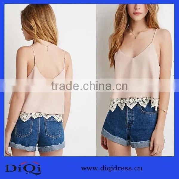 High Quality Fashion Lace Tassel Sun Wear Girls Tanktop Wavy Summer Top