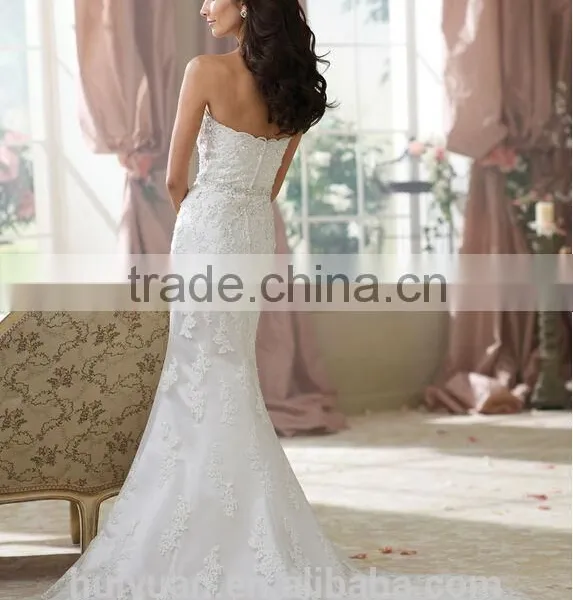 Sexy White Lace Satin Sleeveless Mermaid Bridesmaid Garment photo-2
