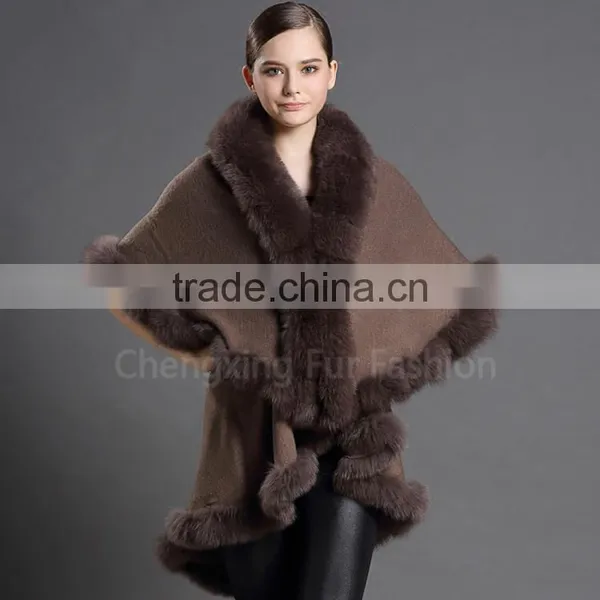 CX-B-P-17C Fur Decora Fashion Italian Cashmere Pashmina Shawl With Fur photo-5