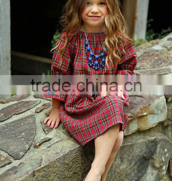 Hot Selling Children Clothes Frock Design Plaid 100% Cotton Fancy Kids Summer Dress photo-3