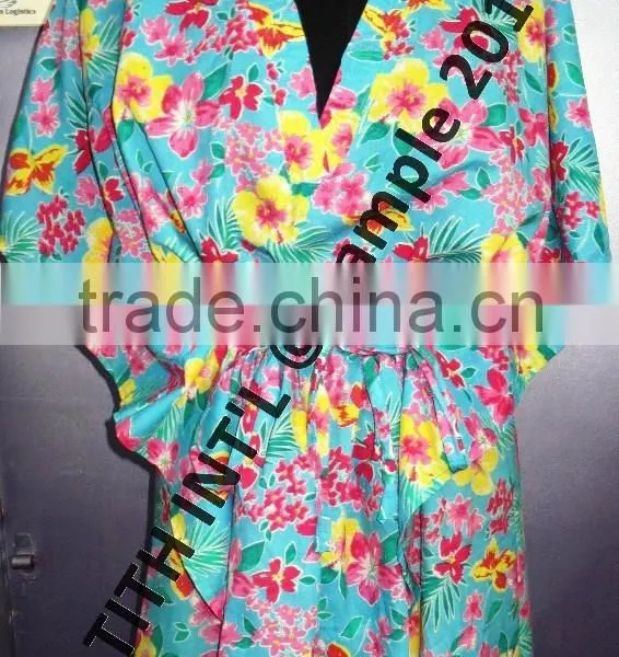 Viscose Printed V Neck Gown photo-2
