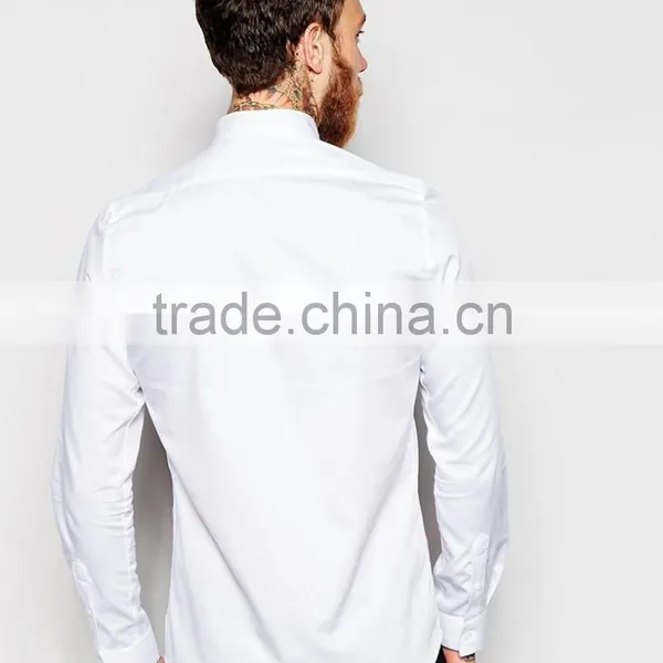 Super Soft Cotton Blank White Shirts With Skull Button photo-2