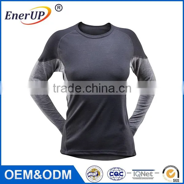 OEM Quick Dry Plain Slim Fit Antibacterial Long Sleeve Shirts Apparel Woman for Gym photo-3