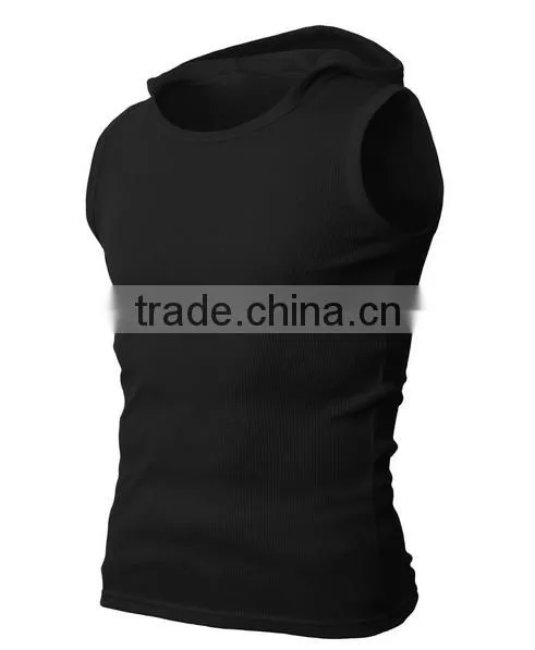 OEM New Design Cotton Plain Mens Gilet With Hood photo-4