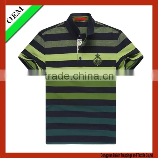 100% Cotton Polo T-shirt With Short Sleeve Stripe Polo T-shirt photo-2